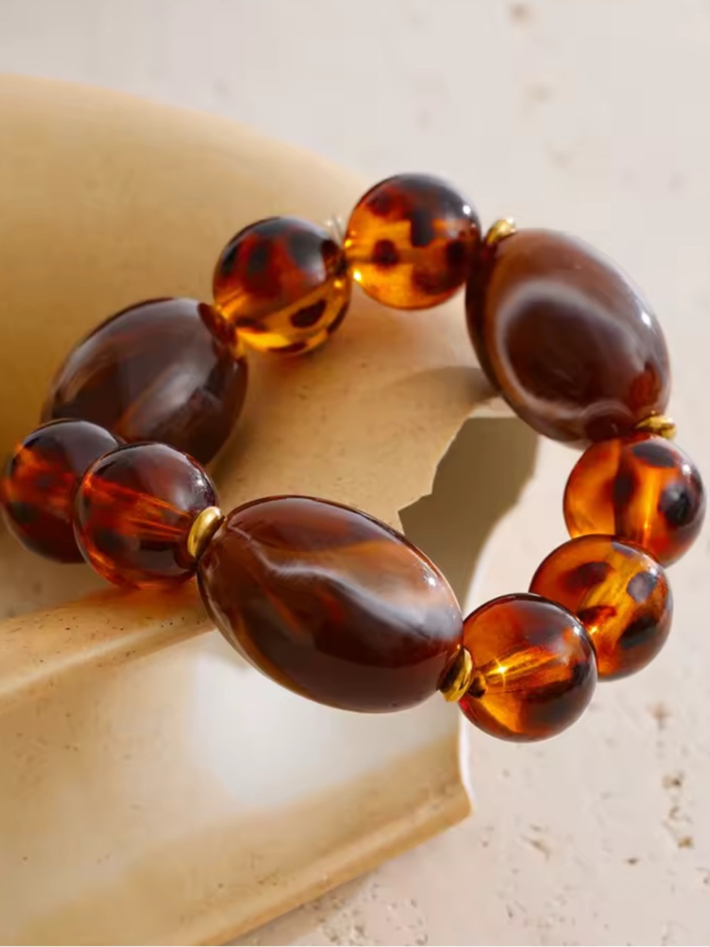 Amber Beaded Stretch Bracelet